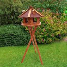 Wood bird feeder wood bird house small hexagonal solar and light 06-0976 www.gmtpet.ltd