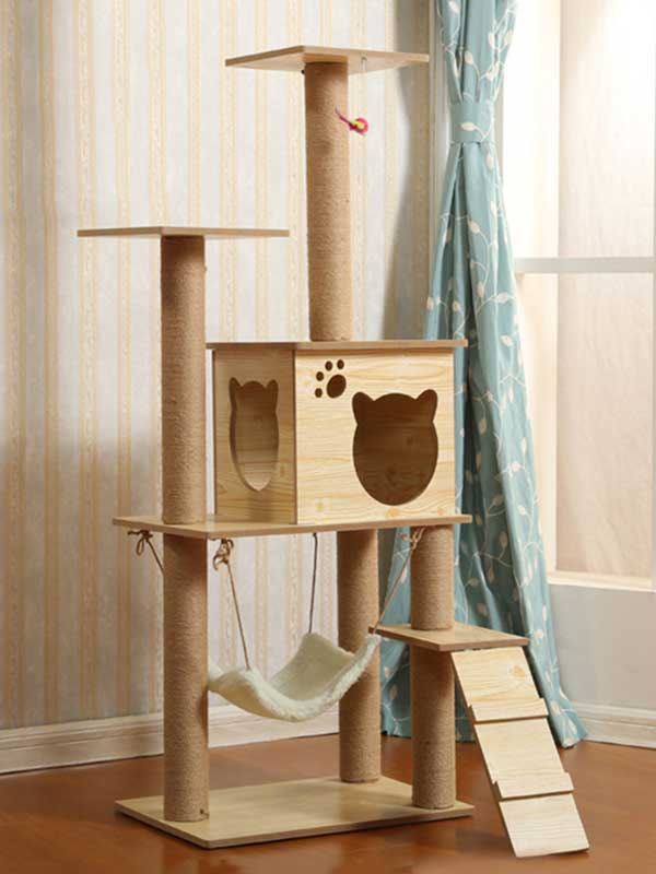 Novo produto por atacado de madeira maciça para gatos, árvore de estimação, estrutura de escalada para gatos 06-1154 www.gmtpet.ltd
