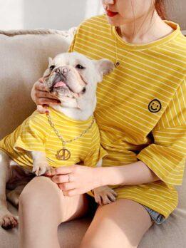 Pet Factory OEM оптовая продажа летняя толстовка с капюшоном для собак корейская версия щенок родитель-ребенок Тедди полосатая хлопковая футболка 06-0291 www.gmtpet.ltd