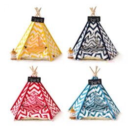 Dog Bed Tent: Multi-color Pet Show Tent Portable Outdoor Play Cotton Canvas Teepee 06-0941 www.gmtpet.ltd