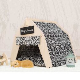 Waterproof Dog Tent: OEM 100% Cotton Canvas Pet Teepee Tent Colorful Wave Collapsible 06-0963 www.gmtpet.ltd