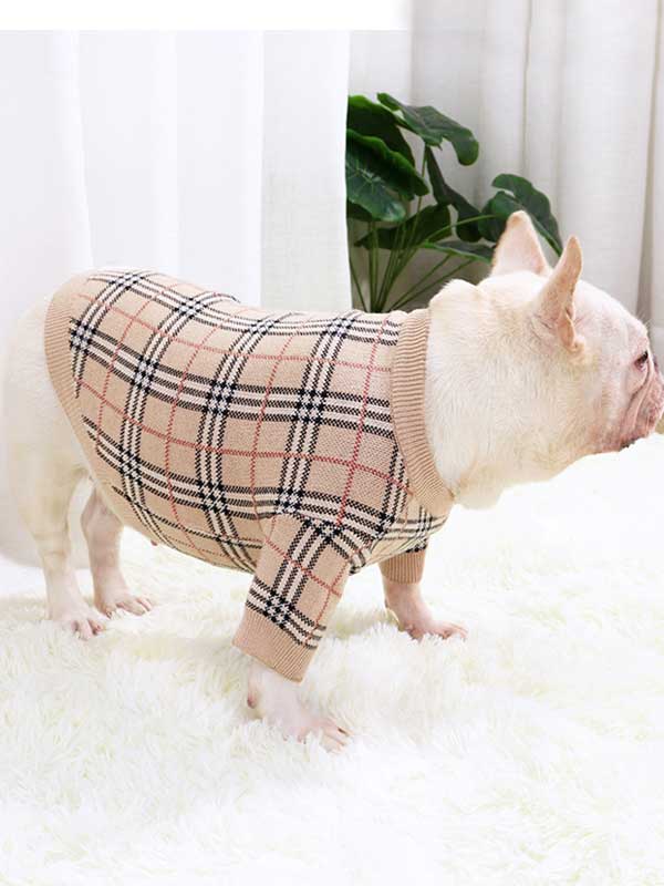 GMTPET Pug dog fat dog core yarn wool autumn and winter new warm winter plaid fighting Bulldog sweater clothes 107-222020 www.gmtpet.ltd