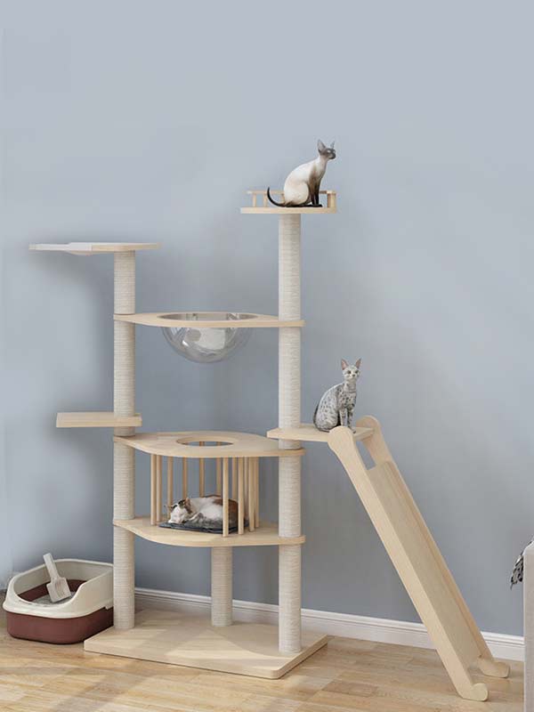 Wholesale pine solid wood multilayer board cat tree cat tower cat climbing frame 105-212 www.gmtpet.ltd