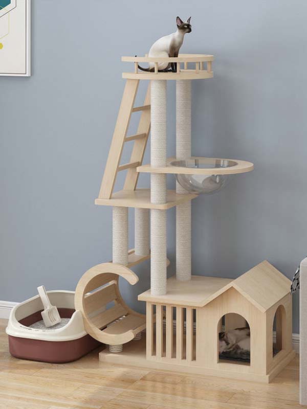 Condomínios para gatos por atacado | Torre Cat OEM | Árvore de gato legal de madeira maciça 105-216 www.gmtpet.ltd