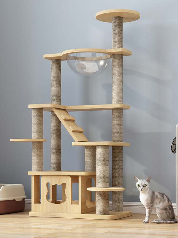 atacado-pinho-madeira maciça-placa multicamadas-gato-árvore-torre-gato-quadro de escalada para gatos-105-219 www.gmtpet.ltd