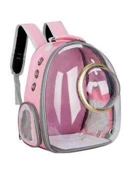 Transparent Gold Ring Pink Pet Cat Backpack 103-45046 www.gmtpet.ltd