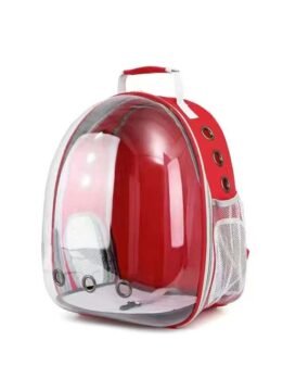 Transparent red pet cat backpack with side opening 103-45052 www.gmtpet.ltd