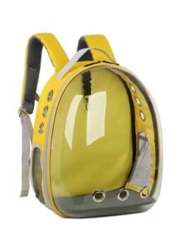 Transparent yellow pet cat backpack with side opening 103-45056 www.gmtpet.ltd