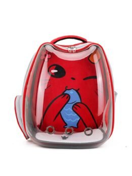Red Transparent Breathable Cat Backpack Pet Bag 103-45079 www.gmtpet.ltd